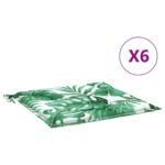 vidaXL Podložky na stoličku 6 ks vzor listov 50x50x4 cm látka – Obrázok 2