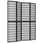 vidaXL Skladací paraván so 4 panelmi japonský štýl 160x170 cm čierny – Obrázok 2