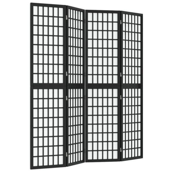 vidaXL Skladací paraván so 4 panelmi japonský štýl 160x170 cm čierny – Obrázok 2