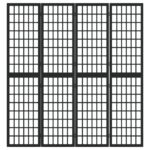 vidaXL Skladací paraván so 4 panelmi japonský štýl 160x170 cm čierny – Obrázok 3