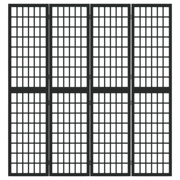 vidaXL Skladací paraván so 4 panelmi japonský štýl 160x170 cm čierny – Obrázok 3