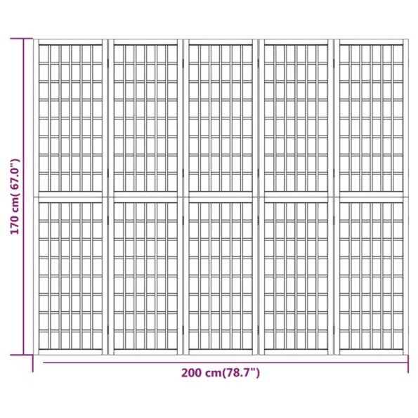 vidaXL Skladací paraván so 5 panelmi japonský štýl 200x170 cm – Obrázok 7