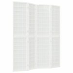 vidaXL Skladací paraván s 4 panelmi, japonský štýl 160x170 cm biely – Obrázok 2
