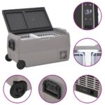 vidaXL Chladiaci box s kolieskom a rukoväťou čierno-sivý 50 l PP a PE – Obrázok 7