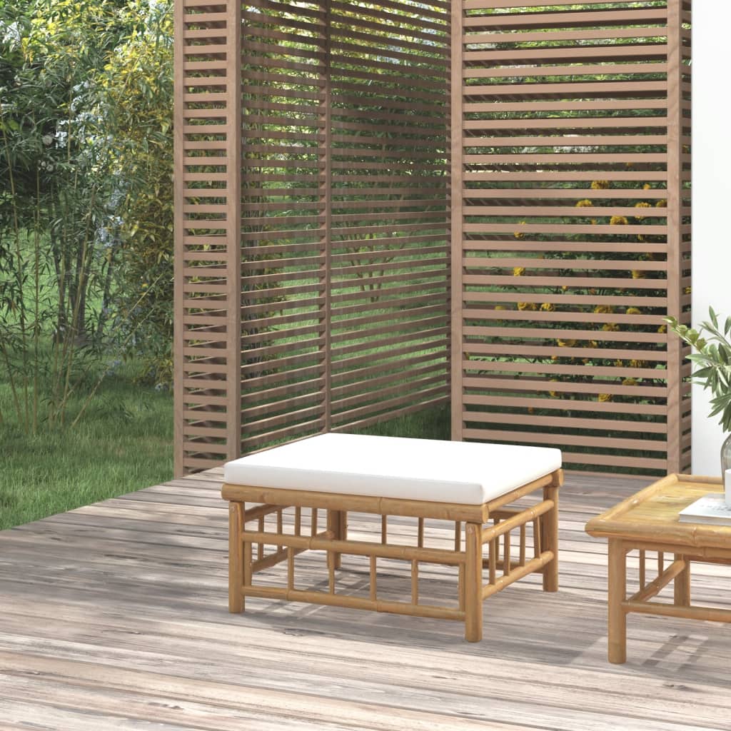 VXL8720845725662_m_en_hd_1.jpg vidaXL Záhradná podnožka s krémovo-bielymi vankúšmi bambus – Obrázok 1
