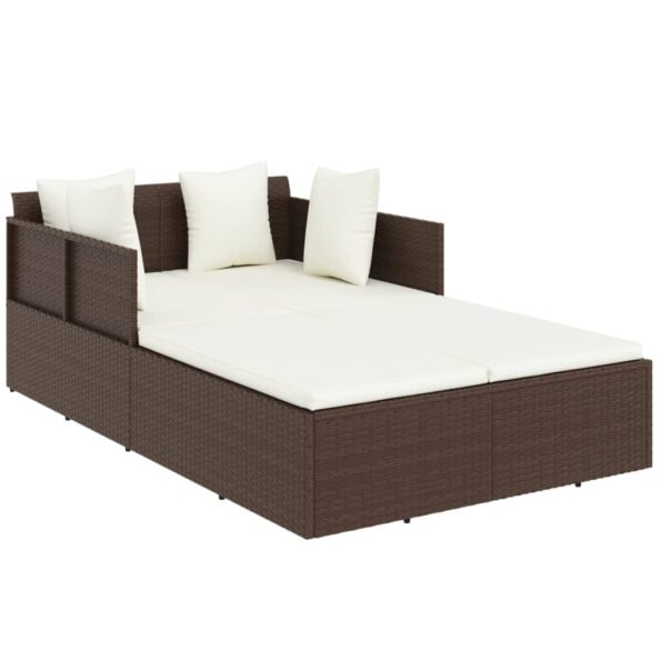 vidaXL Lehátko s vankúšom hnedé 182x118x63 polyratan – Obrázok 2