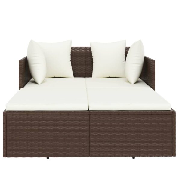 vidaXL Lehátko s vankúšom hnedé 182x118x63 polyratan – Obrázok 3