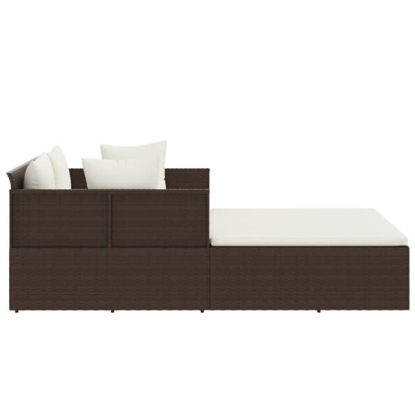 vidaXL Lehátko s vankúšom hnedé 182x118x63 polyratan – Obrázok 4