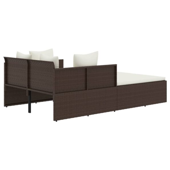 vidaXL Lehátko s vankúšom hnedé 182x118x63 polyratan – Obrázok 5