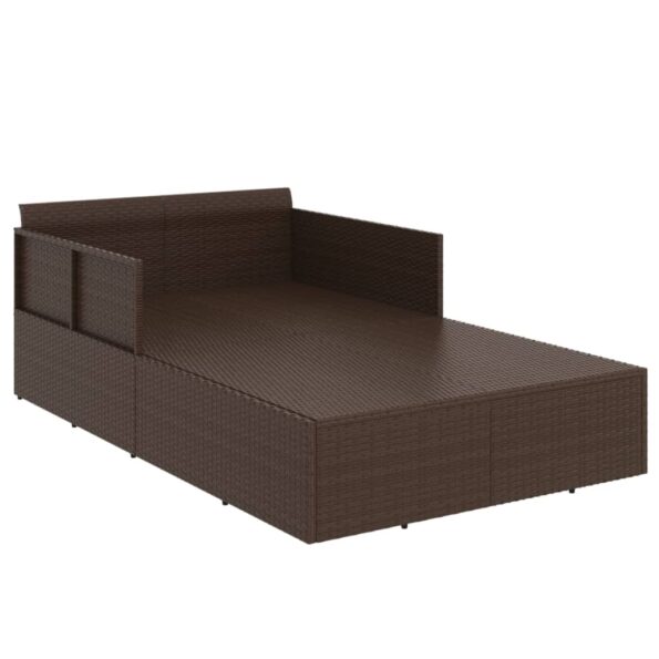 vidaXL Lehátko s vankúšom hnedé 182x118x63 polyratan – Obrázok 6