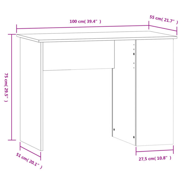 vidaXL Stôl lesklý biely 100x55x75 cm spracované drevo – Obrázok 8