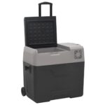 vidaXL Chladiaci box s kolieskom a adaptérom čierno-sivý 40 l PP – Obrázok 3