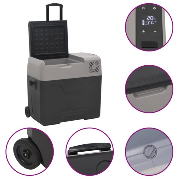 vidaXL Chladiaci box s kolieskom a adaptérom čierno-sivý 40 l PP – Obrázok 9