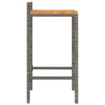 vidaXL Barové stoličky 4 ks sivé polyratan a masívna akácia – Obrázok 5