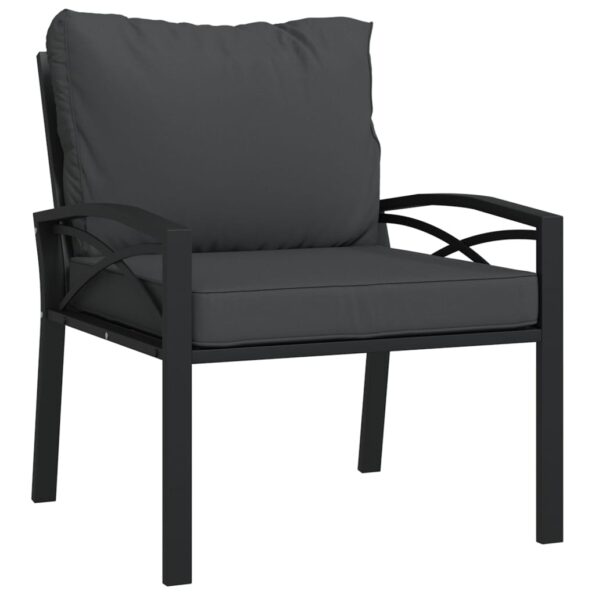 vidaXL Záhradná stolička so sivými vankúšmi 68x76x79 cm oceľ – Obrázok 2