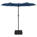 vidaXL Záhradný slnečník, dvojitá strieška+LED, azúrový 316x145 cm – Obrázok 4