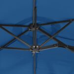 vidaXL Záhradný slnečník, dvojitá strieška+LED, azúrový 316x145 cm – Obrázok 8