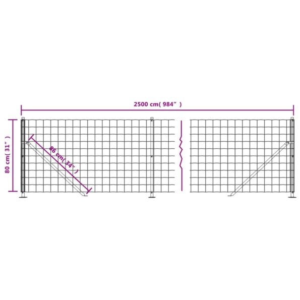 vidaXL Drôtený plot s kotviacimi hrotmi zelený 0,8x25 m – Obrázok 6