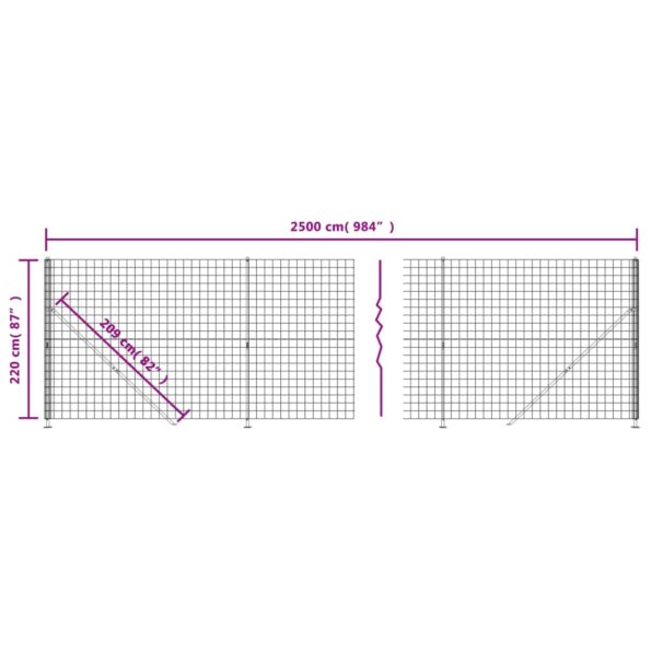 vidaXL Drôtený plot s kotviacimi hrotmi zelený 2,2x25 m – Obrázok 6
