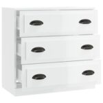 vidaXL Komoda lesklá biela 70x35,5x67,5 cm spracované drevo – Obrázok 3