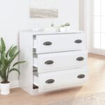 vidaXL Komoda lesklá biela 70x35,5x67,5 cm spracované drevo – Obrázok 6