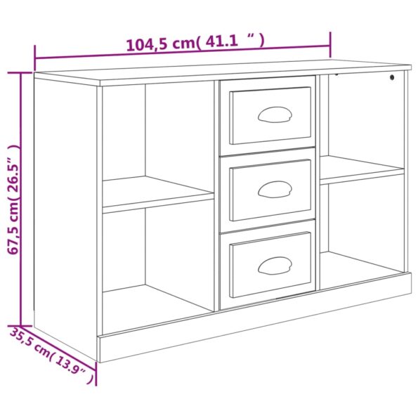 vidaXL Komoda biela 104,5x35,5x67,5 cm kompozitné drevo – Obrázok 10