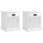 vidaXL Nočné stolíky 2 ks lesklé biele 43x36x50 cm – Obrázok 2