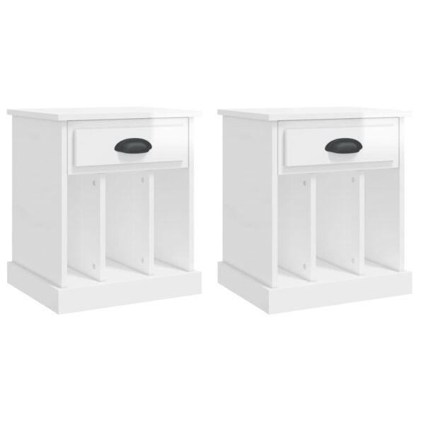 vidaXL Nočné stolíky 2 ks lesklé biele 43x36x50 cm – Obrázok 2