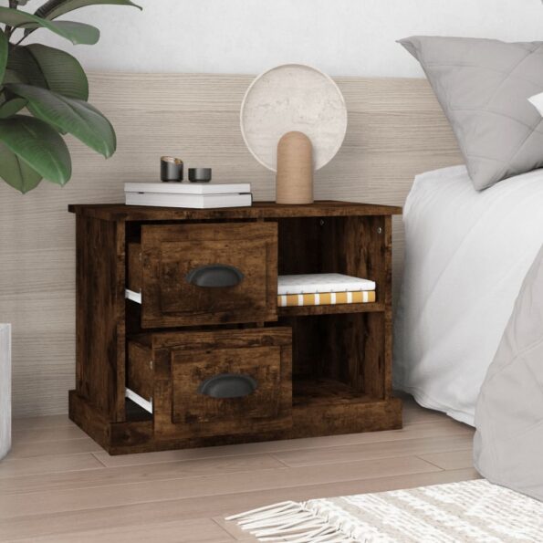 vidaXL Nočný stolík dymový dub 60x35,5x45 cm – Obrázok 3