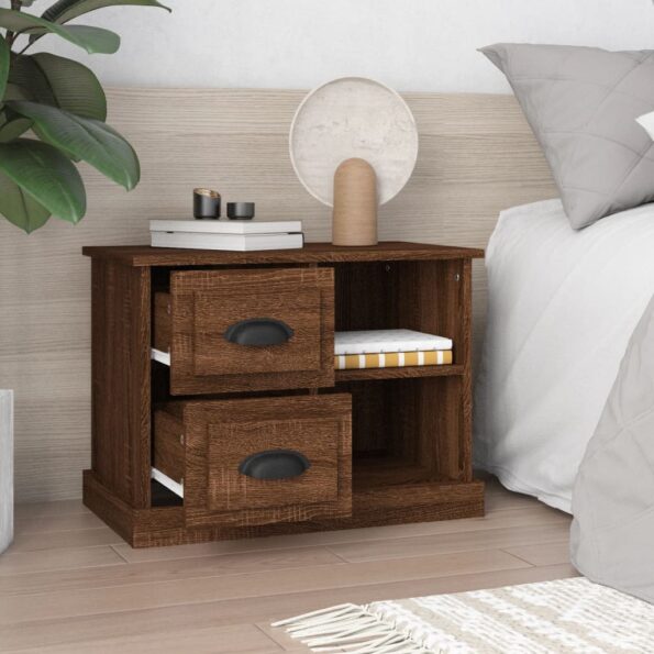 vidaXL Nočný stolík hnedý dub 60x35,5x45 cm – Obrázok 3