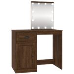 vidaXL Toaletný stolík s LED hnedý dub 90x50x132,5 cm kompozitné drevo – Obrázok 2