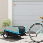 vidaXL Vozík za bicykel, čierno modrý 45 kg, železo