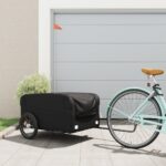 vidaXL Vozík za bicykel, čierny 45 kg, železo