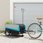 vidaXL Vozík za bicykel, čierno modrý 45 kg, železo