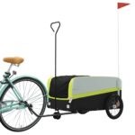 vidaXL Vozík za bicykel, čierno zelený 45 kg, železo – Obrázok 3