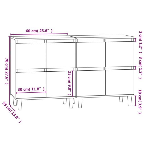vidaXL Komody 2 ks čierne 60x35x70 cm kompozitné drevo – Obrázok 11