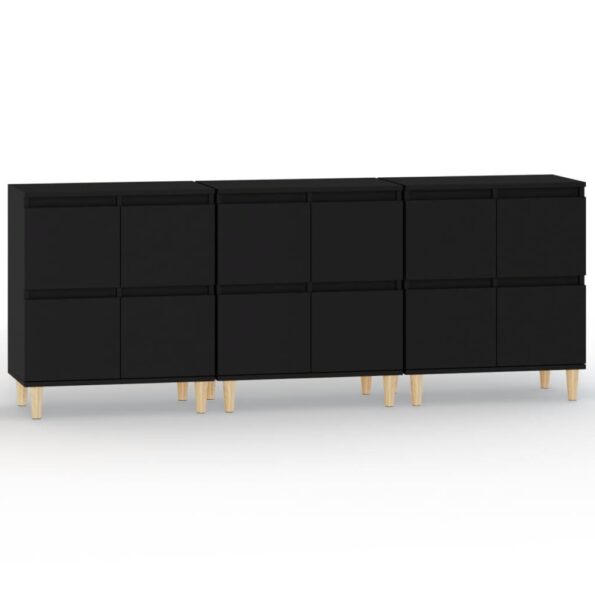 vidaXL Komody 3 ks čierne 60x35x70 cm kompozitné drevo – Obrázok 2