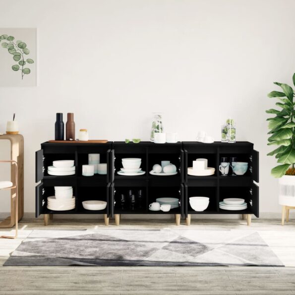 vidaXL Komody 3 ks čierne 60x35x70 cm kompozitné drevo – Obrázok 3