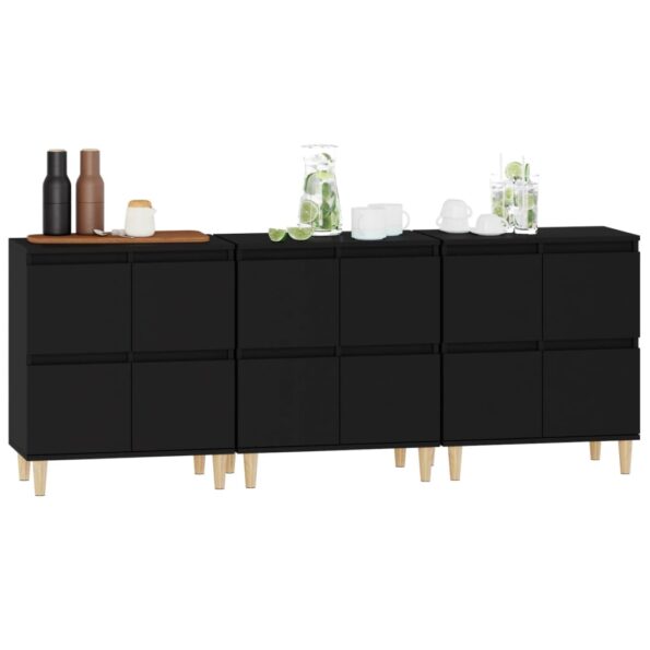 vidaXL Komody 3 ks čierne 60x35x70 cm kompozitné drevo – Obrázok 4