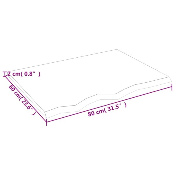 vidaXL Kúpeľňová doska 80x60x2 cm neošetrený masív – Obrázok 5