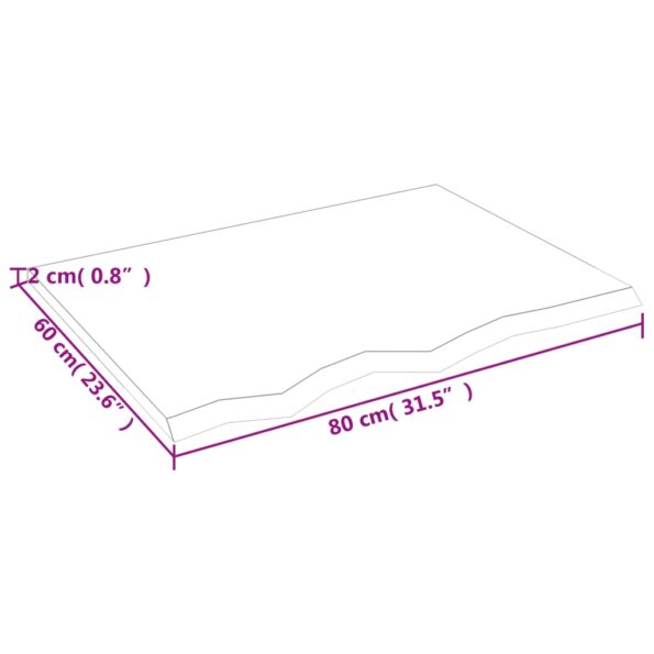 vidaXL Kúpeľňová doska 80x60x2 cm neošetrený masív – Obrázok 6