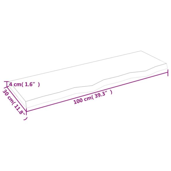 vidaXL Kúpeľňová doska 100x30x(2-4) cm neošetrený masív – Obrázok 5
