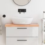 vidaXL Kúpeľňová doska bledohnedá 80x30x(2-6) cm ošetrený masív