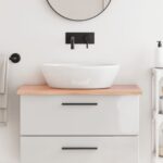 vidaXL Kúpeľňová doska bledohnedá 80x50x2 cm ošetrený masív