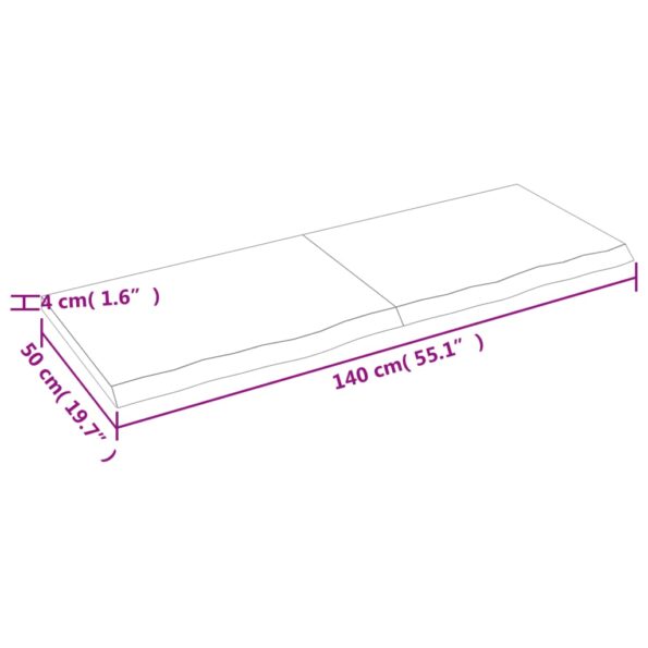 vidaXL Kúpeľňová doska bledohnedá 140x50x(2-4) cm ošetrený masív – Obrázok 6