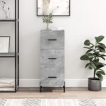 vidaXL Komoda betónovo sivá 34,5x34x90 cm spracované drevo