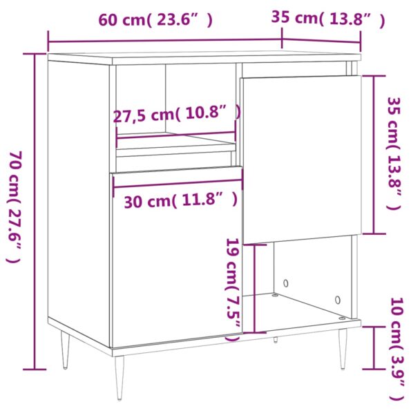 vidaXL Komoda dymový dub 60x35x70 cm spracované drevo – Obrázok 12
