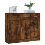vidaXL Komoda dymový dub 91x28x75 cm kompozitné drevo – Obrázok 3