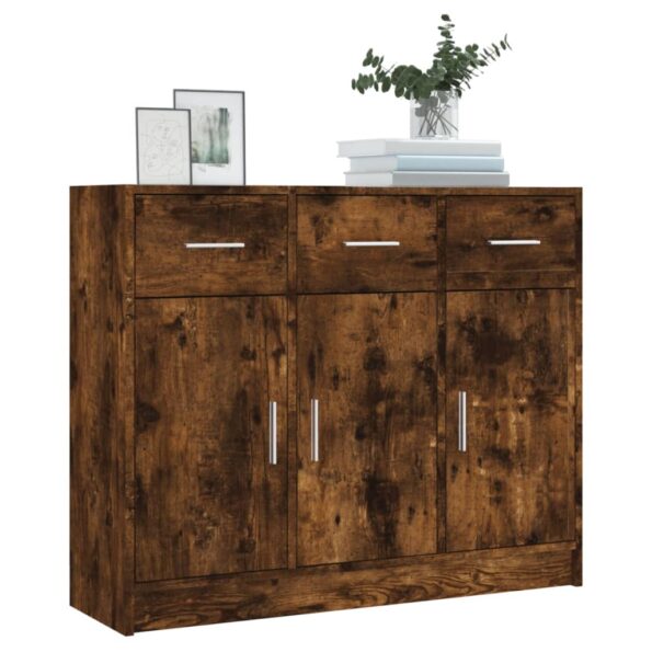 vidaXL Komoda dymový dub 91x28x75 cm kompozitné drevo – Obrázok 3