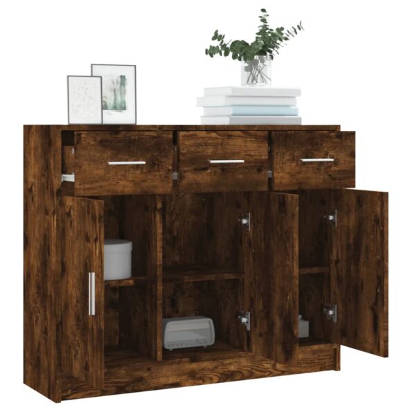 vidaXL Komoda dymový dub 91x28x75 cm kompozitné drevo – Obrázok 4